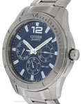 Citizen Quartz Multifunction Mens Watch - Blue Dial - Steel Case and Bracelet - AG8300-52LA