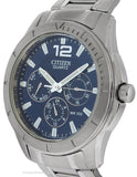 Citizen Quartz Multifunction Mens Watch - Blue Dial - Steel Case and Bracelet - AG8300-52LA