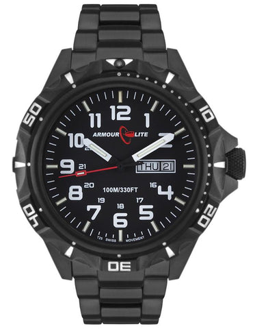 ArmourLite Professional Series - Black Dial & Bezel - Black Bracelet - Day/Date - AL1402