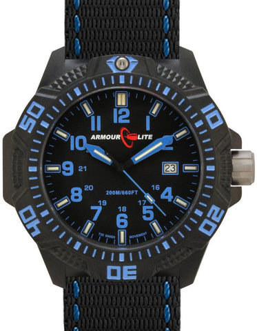 ArmourLite Caliber Series - Blue Accent - Nylon Strap - Tritium - Date - 200m - AL601_f714025b-792a-41ce-85ca-4df50563a102