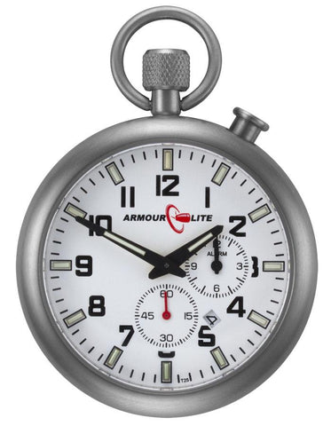 ArmourLite Alarm Clock Pocket Watch With Stand - White Dial - Stainless Steel - ALPW01_04666ffb-c496-4c30-b782-d33e7c798d85