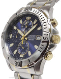 Citizen Quartz Mens Two-Tone Chronograph - Blue Dial - Bracelet - Date Display - AN3394-59LA