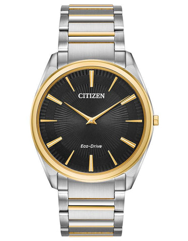 Citizen Mens Stilleto Eco-Drive Watch - Black Dial - Two-Tone - Bracelet - 30m - AR3074-54E_16569381-01be-4f06-b822-28ff2da80ba8