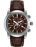 Citizen Mens Eco-Drive Chandler Chronograph - Brown Leather & Dial - Stainless - AT0550-11X