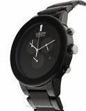 Citizen Eco-Drive Axiom Mens Chronograph - Black Dial&#44; Case and Bracelet - Date - AT2245-57EA