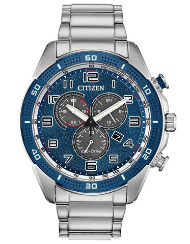 Citizen DRIVE AR Mens Chronograph - Stainless Steel - Blue Dial - Bracelet - AT2440-51L