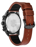 Citizen DRIVE AR Mens Chronograph - Dark Gray - Date - Black Dial -Brown Leather - AT2447-01EA