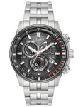 Citizen Eco-Drive Perpetual Chrono AT - Stainless - Dark Gray & Red - Bracelet - AT4129-57H