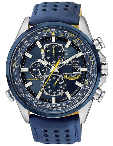 Citizen Eco-Drive Blue Angels World Chrono AT Mens Strap Watch - Blue Dial - AT8020-03L