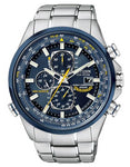 Citizen Eco-Drive Mens Blue Angels Skyhawk Chrono AT - Steel Bracelet - 200m - AT8020-54L