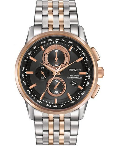 Citizen Mens Eco-Drive World Chronograph AT - Two-Tone - Black Dial - Bracelet - AT8116-57E_5dbe0001-5af2-4be0-b4fe-850aa71f24de