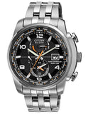 Citizen Eco-Drive Mens World Time AT - Black Dial - Steel Case & Bracelet - Date - AT9010-52E