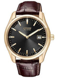 Citizen Mens Eco-Drive - Black Dial - Brown Leather Strap - Rose Gold-Tone - AU1043-00E_f0a5204f-d42c-434d-a0fc-ff79b2b58029