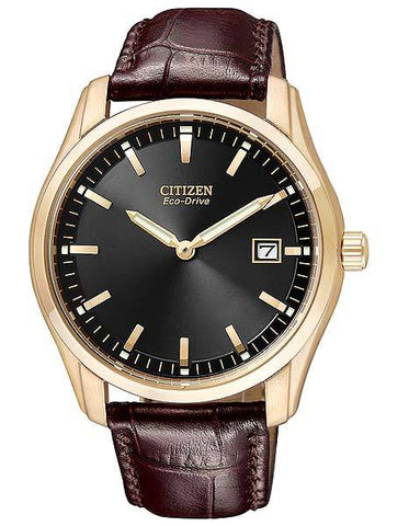 Citizen Mens Eco-Drive - Black Dial - Brown Leather Strap - Rose Gold-Tone - AU1043-00E_f0a5204f-d42c-434d-a0fc-ff79b2b58029