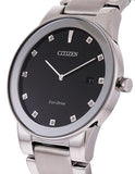 Citizen Eco-Drive Axiom Mens Diamond Watch - Black Dial - Steel Case & Bracelet - AU1060-51GA