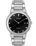 Citizen Eco-Drive Axiom Mens Diamond Watch - Black Dial - Steel Case & Bracelet - AU1060-51G