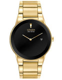 Citizen Eco-Drive Axiom Mens Dress Watch - Black Dial - Gold-Tone Ion Plating - AU1062-56E