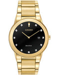 Citizen Eco-Drive Axiom Mens Diamond Watch - Black & Gold Tone - AU1062-56G