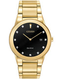 Citizen Eco-Drive Axiom Mens Diamond Watch - Black & Gold Tone - AU1062-56G