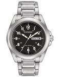 Citizen Eco-Drive Mens Chandler - Black Dial - Day/Date - 12/24 Hr - Bracelet - AW0050-82E