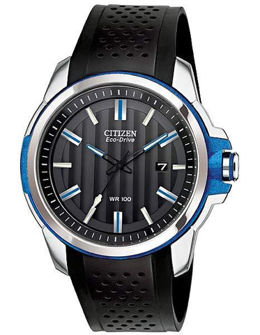 Citizen DRIVE Mens AR2.0 Sport Watch - Black Dial - Blue Chroma Finish - Strap - AW1151-04E