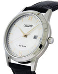 Citizen Mens Eco-Drive Strap Watch - Silver-tone Case and Dial -  Black Strap - AW1236-03AA