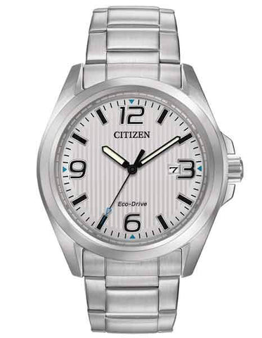 Citizen Eco-Drive Mens Chandler Watch - White Dial - Stainless Steel - Date - AW1430-86A