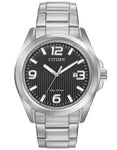 Citizen Eco-Drive Mens Chandler Watch - Black Dial - Stainless Case & Bracelet - AW1430-86E