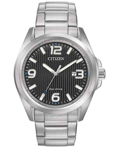 Citizen Eco-Drive Mens Chandler Watch - Black Dial - Stainless Case & Bracelet - AW1430-86E