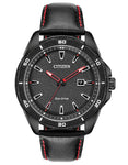 Citizen Mens DRIVE AR Watch - Black Metal - Black Dial - Date - Leather Strap - AW1585-04E