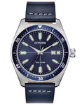 Citizen Eco-Drive Vintage Brycen Sport - Stainless Steel - Date - Leather Strap - AW1591-01L