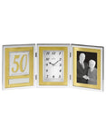 Bulova Medallion - Anniversary Picture Frame Clock - Chrome Finish Case - B1233