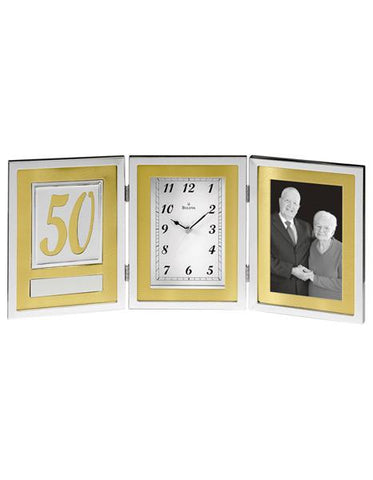 Bulova Medallion - Anniversary Picture Frame Clock - Chrome Finish Case - B1233