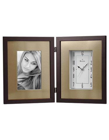Bulova Winfield - Picture Frame Clock - Espresso Brown Wood Case - B1234