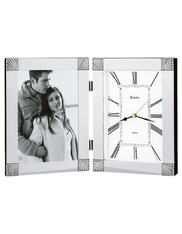 Bulova Ceremonial - Picture Frame Clock - Metal Case with Chrome Finish - B1254