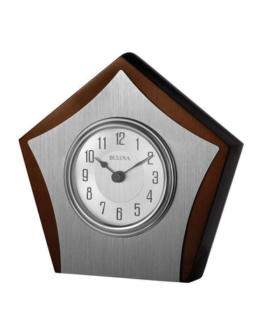 Bulova Orion Desk Clock - Hardwood Case - Engraveable Aluminum Star - B1701