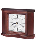 Bulova Altus Radio Controlled Mantel Clock - Mahogany Finish - White Dial - B1854