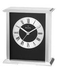 Bulova Baron Solid Aluminum Desk Clock - Black Dial & Spun Aluminum Chapter Ring - B2266