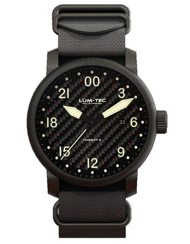 Lum-Tec Combat B41 Mens Watch - Black Metal - Carbon Fiber Dial - Nylon - 200M - B41