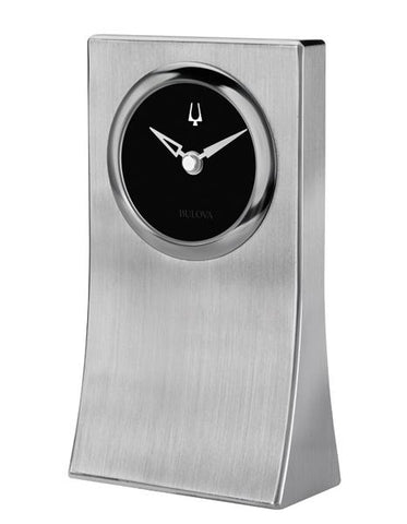 Bulova Obelisk Desk Clock  - Solid Aluminum Case - Black Dial - B5002