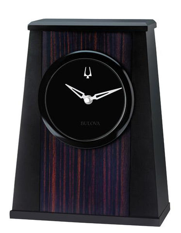 Bulova Oblique Desk Clock  - Wood Veneer - Black Aluminum Frame - B5003_5a1230a1-6331-4dd7-83fc-88d327dae6c2