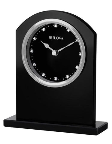 Bulova Ebony Crystal Tabletop Clock - Black Glass - Ebony Dial - B5010