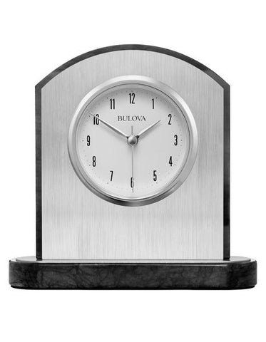 Bulova Mirage Executive Clock - Black Polished Marble - Silver-Tone Face Plate - B5013