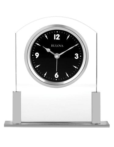 Bulova Newton Executive Desk Alarm Clock - Floating Black Dial - Silver-Tone - B5022