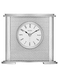 Bulova Hewitt Desk or Table Clock - Silver - Woven Fiber Accent - Quiet Sweep - B5400-BULOVA_0d59cc93-dc55-4b8f-b0af-75d996127261