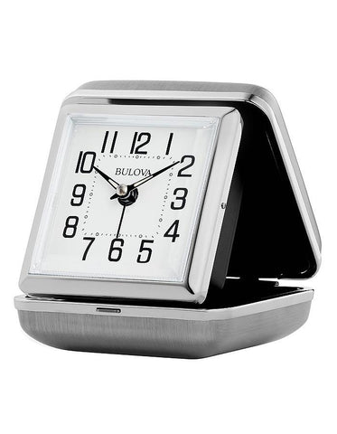 Bulova Traveler Clamshell Travel Alarm Clock - Silver-Tone - Ascending Alarm - B6123_3dadf814-33db-484e-8c6f-548f1be2342d