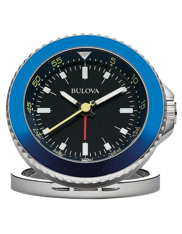 Bulova The Diver Alarm Clock - Black & Blue - Functioning Bezel - Metal Case - B6126