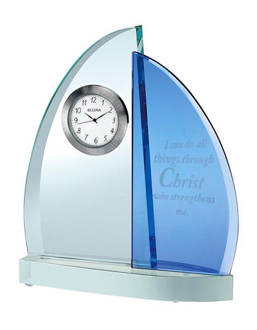 Bulova Windswept III Tabletop Clock with Bible Verse - Glass Sailboat - B6214_81d2ded7-d1ac-43f7-bd84-b817cc76a419