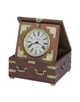 Bulova Edinbridge Box Clock - Rustic Walnut Finish - Antique Metal Accents - B7450