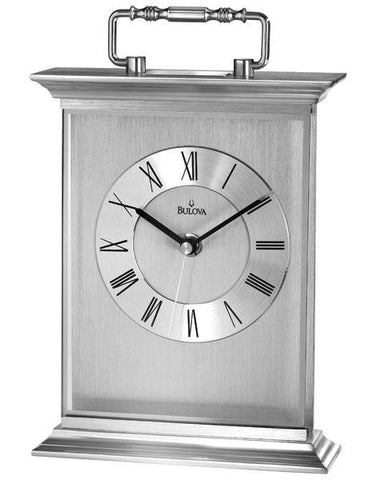 Bulova Newport Table Clock - Solid Aluminum Case - Chapter Ring Dial - B7472